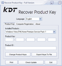 KDT Recover Product Key screenshot