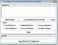 Add, Multiply or Average Numbers From Text File Lists Software screenshot