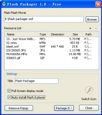 Flash Packager screenshot