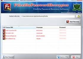 Filezilla Password Decryptor screenshot