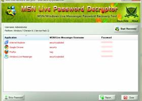 MSN Live Password Decryptor screenshot