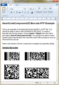 SmartCodeComponent2D Barcode screenshot