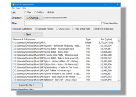 Filename Lister screenshot