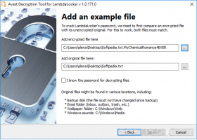 Avast Decryption Tool for LambdaLocker Ransomware screenshot