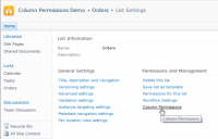 Column Permissions screenshot