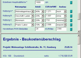 Baukosten + Honorar screenshot