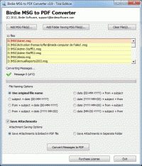 Importing MSG to PDF screenshot