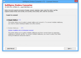 Zimbra Export Account TGZ screenshot