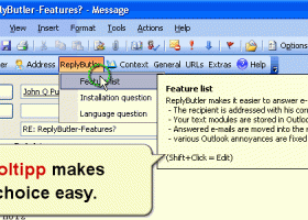 ReplyButler: Outlook boilerplate texts screenshot