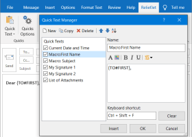 ReliefJet Quick Text for Outlook screenshot