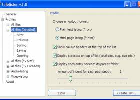 Filelister screenshot