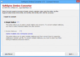 Zimbra Mailbox Conversion to PST screenshot