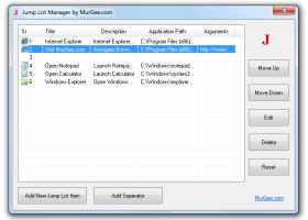 Jump List Manager Software screenshot